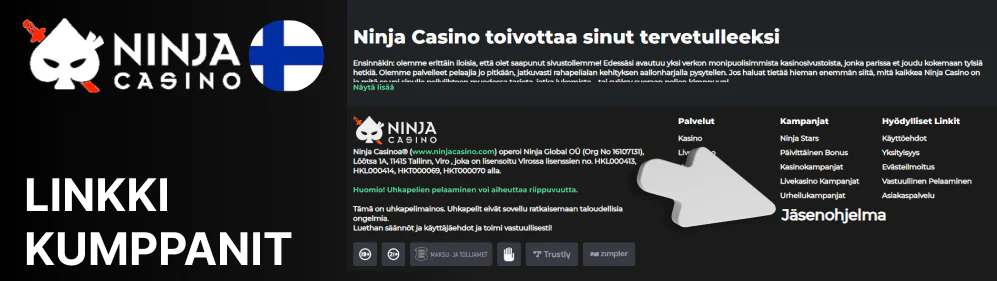 Napauta Kumppanit-linkkiä, jolloin sinut ohjataan Enlabs Partners -sivustolle Ninja