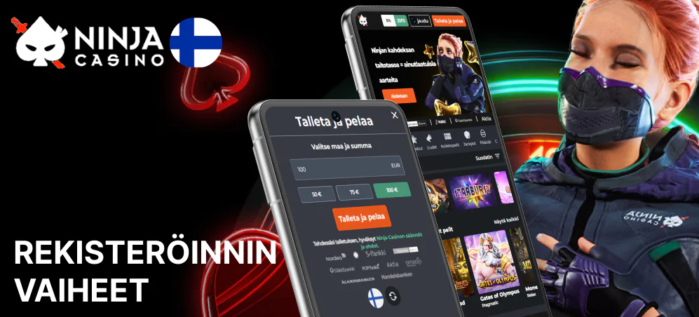 NinjaCasino-sovelluksen avulla voit vain tallettaa ja pelata heti