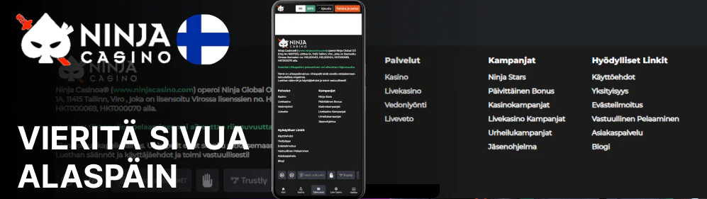 Vieraile virallisella pelisivustolla ja selaa alaspäin alatunnisteeseen Ninja Casino
