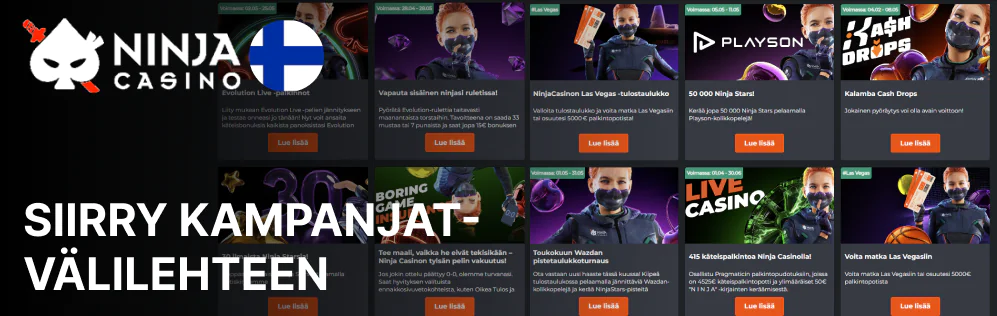 Valitse bonus, joka kiinnostaa sinua Ninja Casino