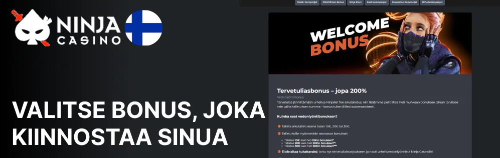 Kiinnitä huomiota panostussääntöihin Ninja Casino