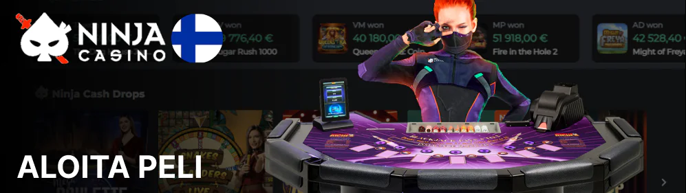 Paina Bet ja odota tuloksia Ninja Casino