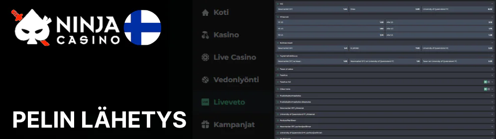 Tutustu vedonlyöntimarkkinoihin ja valitse yksi tai useampi Ninja Casino