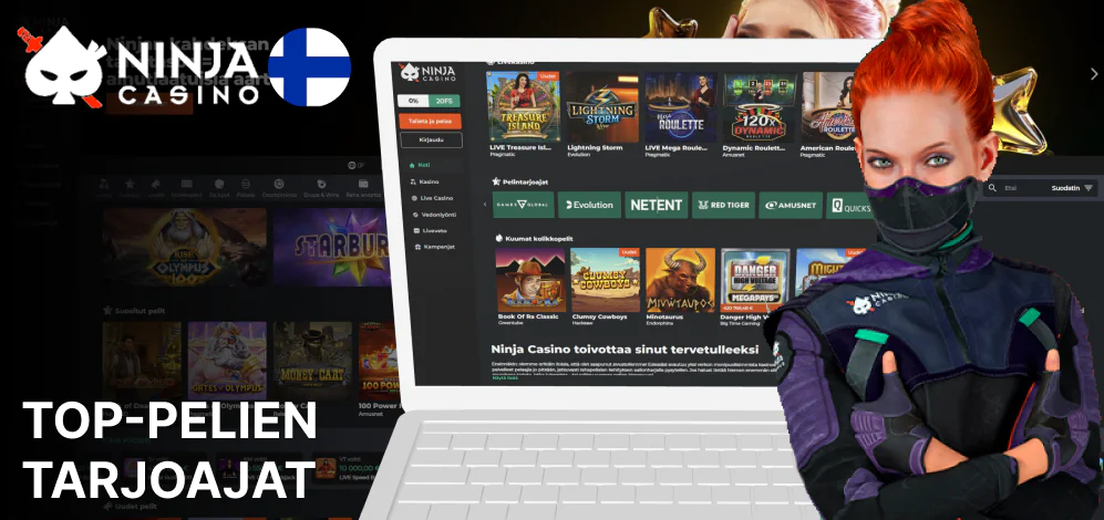 Ninja Casino -nettikasinolla on saatavilla pelejä 37 johtavalta ohjelmistokehittäjältä, mikä tarjoaa laajan valikoiman. Niistä voidaan nostaa esiin seuraavat