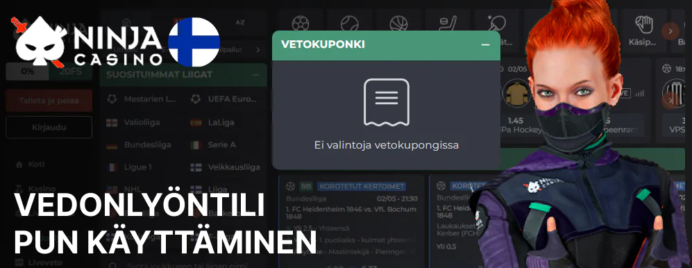 Ninja Casino vedonlyöntilapun avulla käyttäjät voivat hallita panoksiaan tehokkaasti