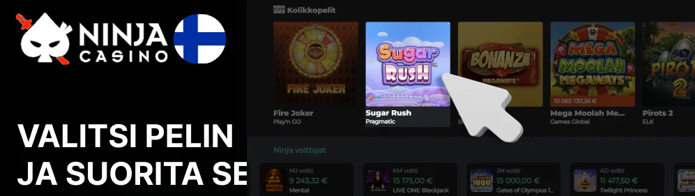 Kun olet valinnut pelin, suorita se Ninja Casino