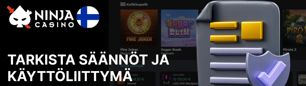 Tarkista säännöt ja käyttöliittymä ja syötä panoksen koko kyseiseen kenttään Ninja Casino