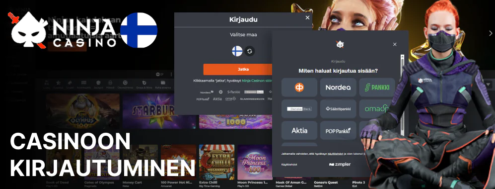 Sisäänkirjautuminen on mahdollista, mutta ei myöskään välttämätönt Ninja Casino