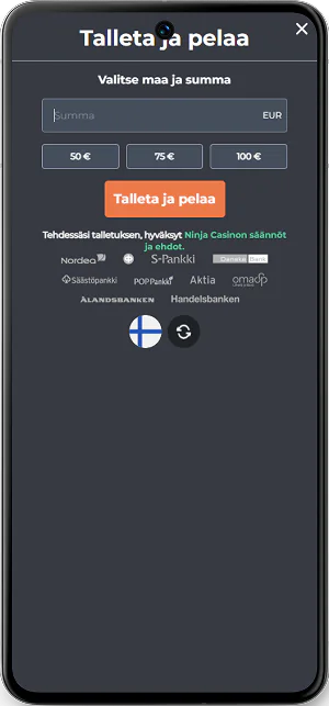 Ninja Casino maksunäyttö