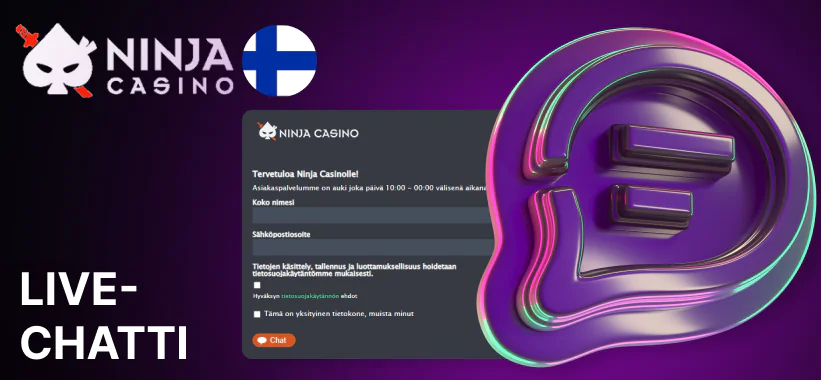Ninja Casino tuen live-chatti on vain napsautuksen päässä