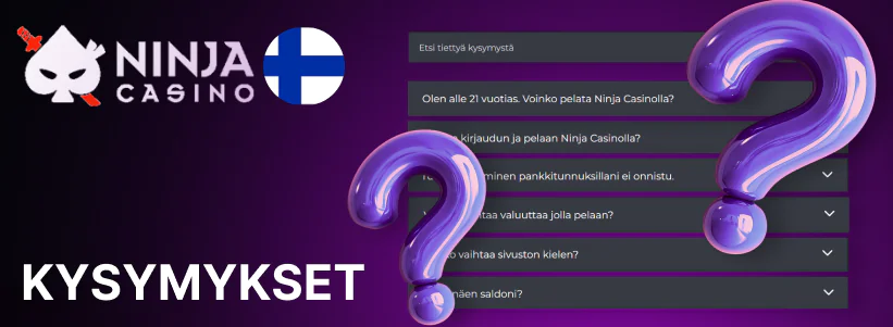 Jos avaat alatunnisteesta Yhteystiedot-välilehden, näet myös usein kysytyt kysymykset Ninja Casino