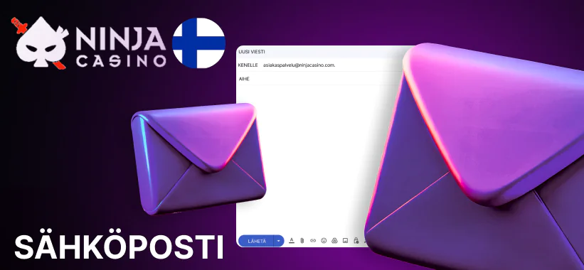 Alatunnisteen Yhteystiedot-välilehdellä on sähköpostiosoite, johon voit kirjoittaa Ninja Casino